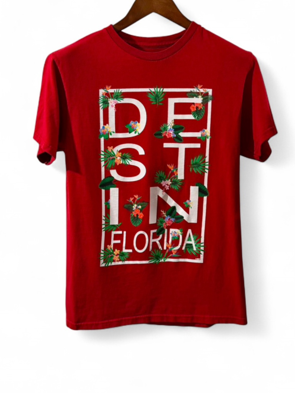 Destin, Florida Tropical Floral Graphic T-Shirt Size Men’s Medium